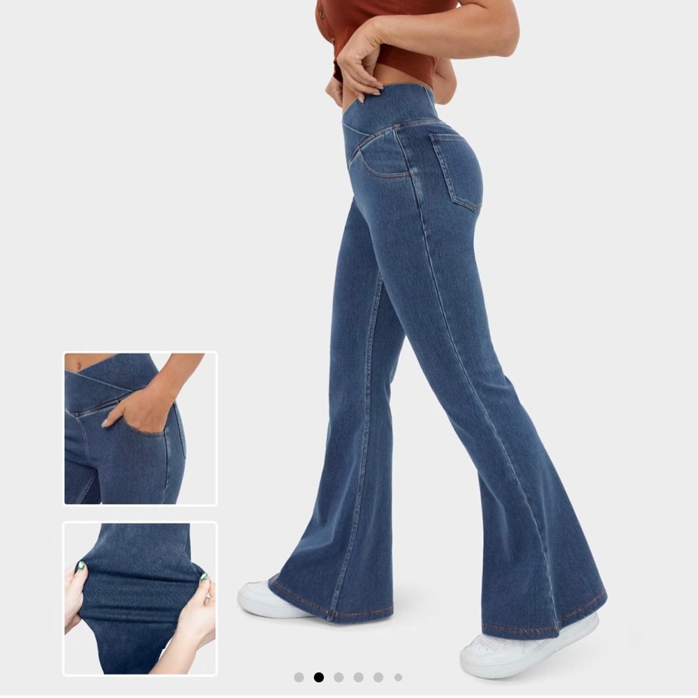 HalaraMagic High Waisted Stretchy Knit Casual Knit Super Flare Jeans